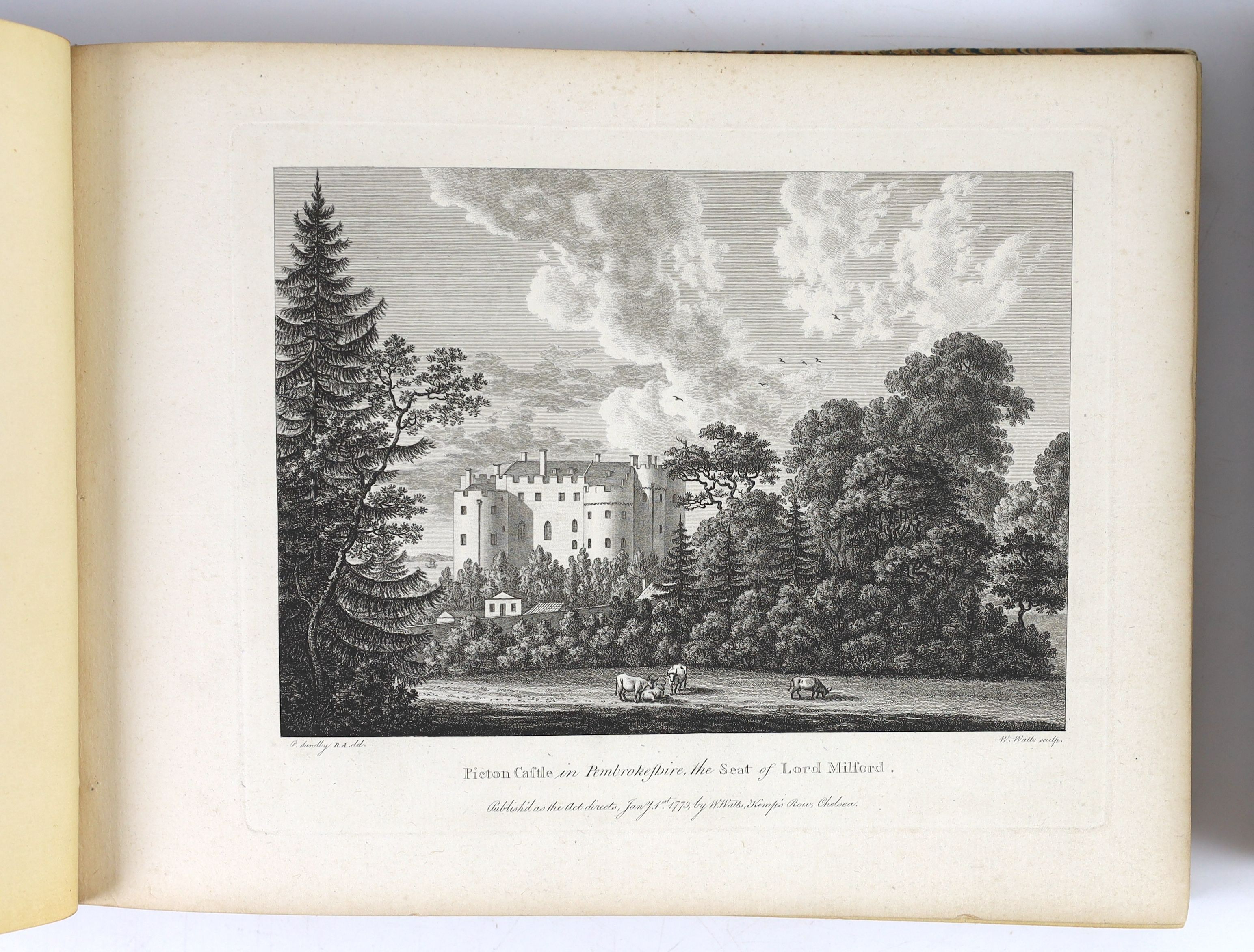 Picturesque - Picturesque Views of the Principal Seats of the Nobility and Gentry in England and Wales, oblong 4to, contemporary green morocco gilt, with engraved title and 100 plates, Harrison & Co., London, [1786-87],